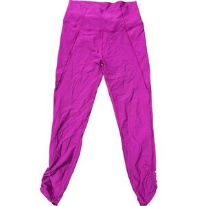 Wilo The Label Pink Ribbed Ankle Ruche High Waist Yoga Leggings Large Workout